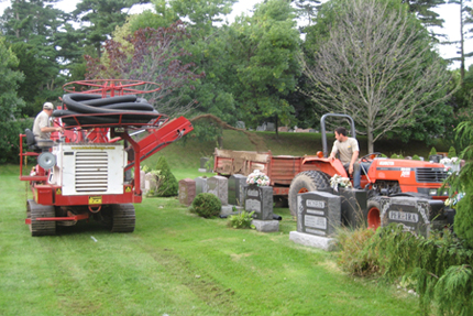TDS crew installing a drainage system in a cemetery for the town of Oakville, Ontario.